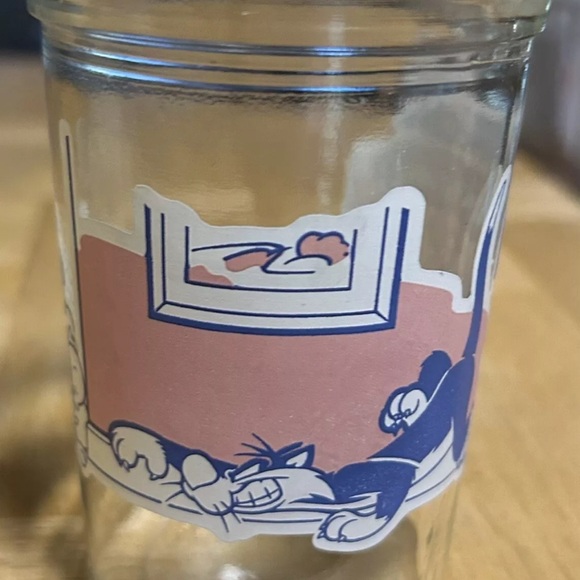 Vintage 1994 Welch's Jelly Jar Glass Looney Tunes #3 Sylvester Tweety & Hector - Picture 2 of 3